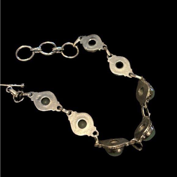 NWOTs Sterling Silver & Aqua Chaledony Bracelet 8” - Picture 7 of 8